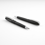 Stylo en aluminium recyclé avec mécanisme rotatif, encre noire couleur noir deuxième vue