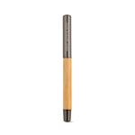 Stylo en bambou et acier inoxydable recyclé avec pointe à encre bleue couleur argenté brillant