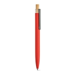 Stylo en aluminium recyclé et RPET à encre bleue Dokumental® couleur rouge