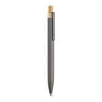 Stylo en aluminium recyclé et RPET à encre bleue Dokumental® couleur gris