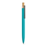 Stylo en aluminium recyclé et RPET à encre bleue Dokumental® couleur cyan