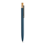 Stylo en aluminium recyclé et RPET à encre bleue Dokumental® couleur bleu marine