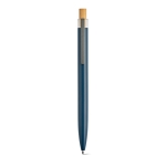 Stylo en aluminium recyclé et RPET à encre bleue Dokumental® couleur bleu marine troisième vue