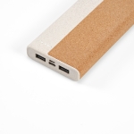 Batterie externe en liège et fibre de blé avec port type-C 10 000 mAh couleur naturel troisième vue