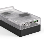 Batterie externe en plastique recyclé avec écran LED 20.000 mAh couleur noir vue détaillée