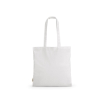 Sac de courses en coton recyclé à anses longues 140 g/m² couleur blanc