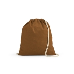 Sac à dos à cordons écologique en coton recyclé et RPET 140 g/m² couleur marron