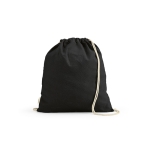 Sac à dos à cordons écologique en coton recyclé et RPET 140 g/m² couleur noir