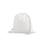 Sac à dos à cordons écologique en coton recyclé et RPET 140 g/m² couleur blanc