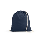 Sac à dos à cordons écologique en coton recyclé et RPET 140 g/m² couleur bleu marine