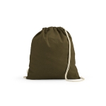 Sac à dos à cordons écologique en coton recyclé et RPET 140 g/m² couleur vert militaire