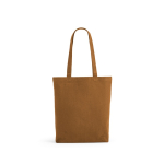 Sac en coton recyclé et RPET à anses longues 220 g/m² couleur marron vue frontale