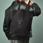 Sac en coton recyclé et RPET à anses longues 220 g/m² couleur noir