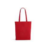 Sac en coton recyclé et RPET à anses longues 220 g/m² couleur rouge vue frontale