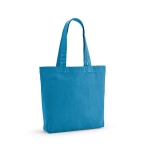 Sac de courses en coton et polyester recyclés 220 g/m² couleur bleu ciel