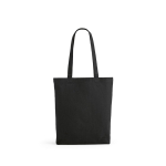 Sac en coton et polyester recyclés à anses longues 280 g/m² couleur noir vue frontale