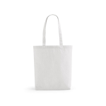 Sac en coton et polyester recyclés à anses longues 280 g/m² couleur blanc vue frontale