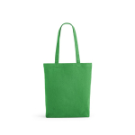 Sac en coton et polyester recyclés à anses longues 280 g/m² couleur vert clair vue frontale