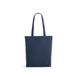 Sac en coton et polyester recyclés à anses longues 280 g/m² couleur bleu marine vue frontale