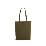 Sac en coton et polyester recyclés à anses longues 280 g/m² couleur vert militaire vue frontale