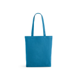 Sac en coton et polyester recyclés à anses longues 280 g/m² couleur bleu ciel vue frontale