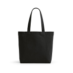 Sac en coton recyclé et RPET à anses longues 280 g/m² couleur noir vue frontale