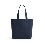 Sac en coton recyclé et RPET à anses longues 280 g/m² couleur bleu marine vue frontale