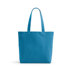 Sac en coton recyclé et RPET à anses longues 280 g/m² couleur bleu ciel vue frontale