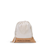 Sac cordon en coton recyclé à base en liège 180 g/m² couleur naturel