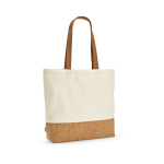 Sac de courses en coton recyclé à base en liège 220 g/m² couleur naturel