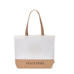 Sac de courses en coton recyclé à base en liège 220 g/m² couleur naturel