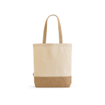 Sac de courses en coton recyclé à base en jute 180 g/m² couleur naturel vue frontale