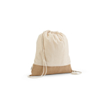 Sac cordon en coton recyclé à base en jute 180 g/m² couleur naturel