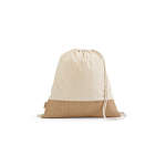 Sac cordon en coton recyclé à base en jute 180 g/m² couleur naturel vue frontale