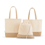 Sac en coton et polyester recyclés avec base en jute 220 g/m²