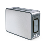 Enceinte sans fil en plastique recyclé, portée de 15 m et 80 W couleur argenté vue frontale