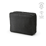 Trousse de toilette organisatrice de voyage en polyester recyclé avec crochet 4,5L couleur noir