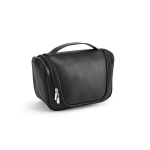 Trousse de toilette écologique en cuir recyclé à grand compartiment couleur noir
