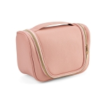 Trousse de toilette écologique en cuir recyclé à grand compartiment couleur rose