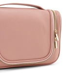 Trousse de toilette écologique en cuir recyclé à grand compartiment couleur rose deuxième vue