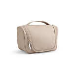 Trousse de toilette écologique en cuir recyclé à grand compartiment couleur beige