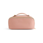 Trousse de toilette en cuir déperlant recyclé à trois compartiments couleur rose