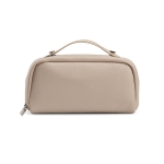 Trousse de toilette en cuir déperlant recyclé à trois compartiments couleur beige vue arrière