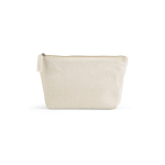 Trousse de toilette en coton recyclé 320 g/m² avec fermeture éclair 2,1 L couleur naturel vue frontale