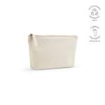 Trousse de toilette en coton recyclé 320 g/m² avec fermeture éclair 2,1 L couleur naturel