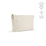 Trousse de toilette en coton recyclé avec grand compartiment 320 g/m² couleur naturel