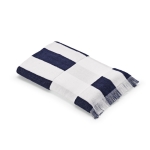 Serviette de plage à rayures verticales 80x180cm coton recyclé 450g/m² couleur bleu