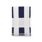 Serviette de plage à rayures verticales 80x180cm coton recyclé 450g/m² couleur bleu vue supérieure