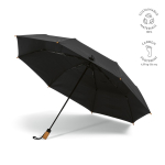 Parapluie pliable automatique en plastique recyclé anti-tempête ø119 couleur noir