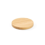 Chargeur sans fil rond en bambou avec puissance de charge de 15W couleur naturel